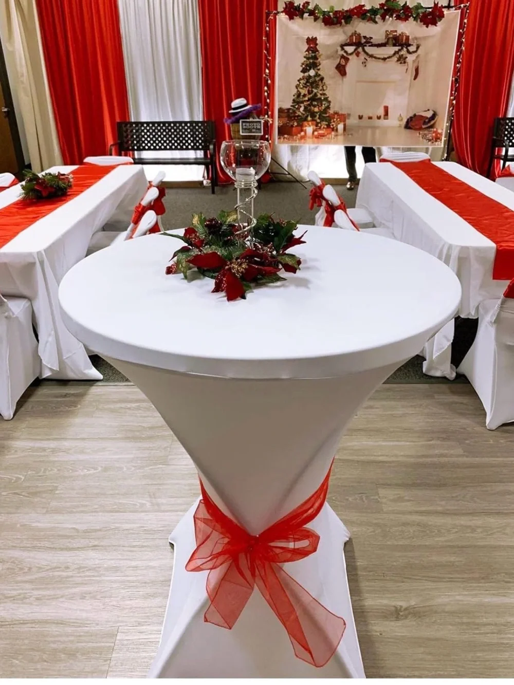 Tina Set of 4 White Stretch Spandex Cocktail Table Covers High Top